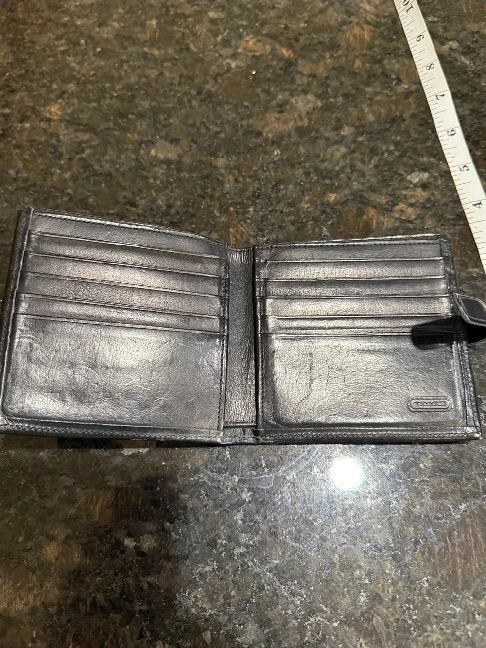 Coach Men's or Women’s Black Leather Card  Holder with Strap